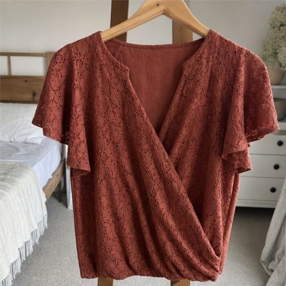 Rust Smocked Top